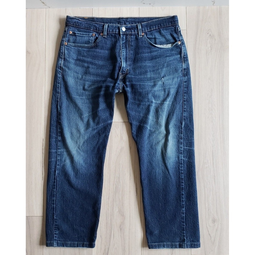 Levis Jeans Mens 36x30 Blue Straight Mid Rise Dark Wash Y2K Denim